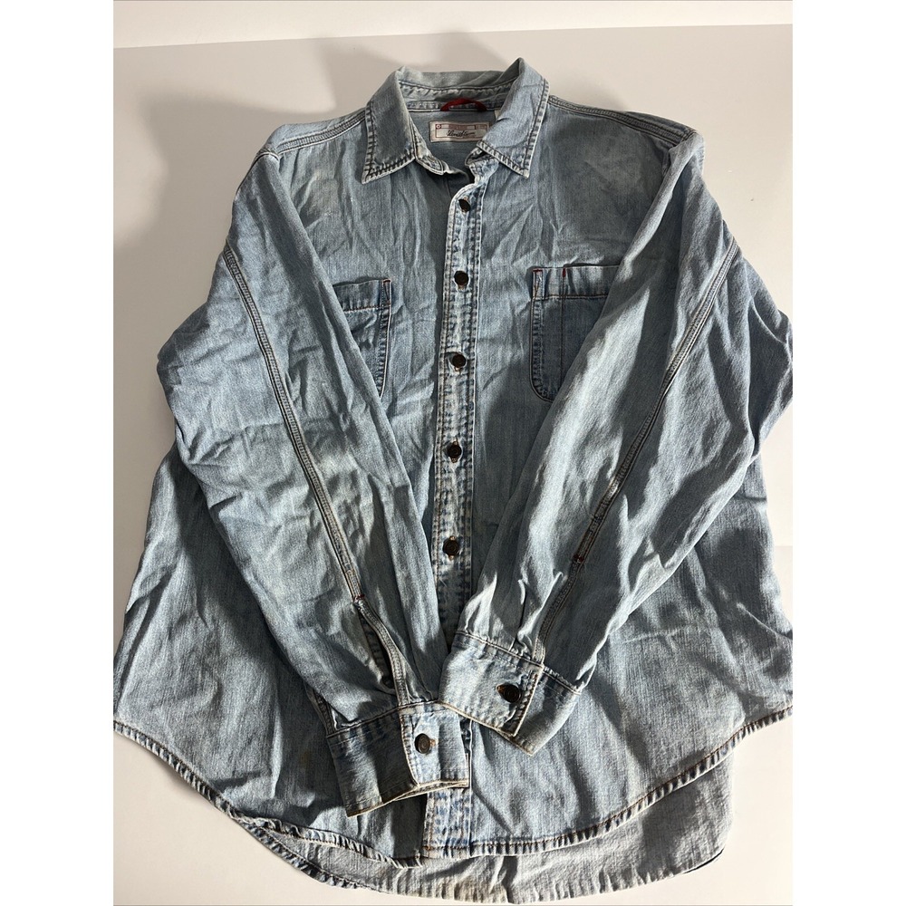 Levi Strauss Mens Large 42/44 Button Front Denim Shirt Long Sleeve Jean 501